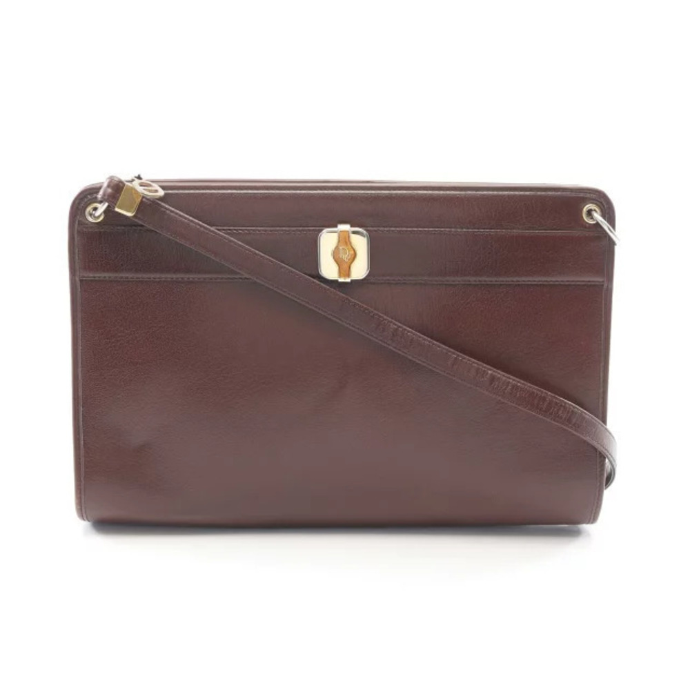 Christian Dior Vintage CD Medallion Leather Crossbody Clutch Burgundy Red